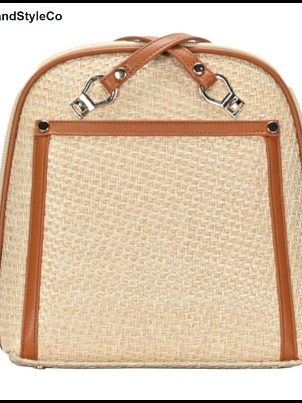 Bamboo Straw Convertible Backpack Purse for Women